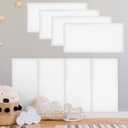 Hahafelt 8 Pack Wall Padding for Playroom Peel and Stick Headboard 15.75" x 7.87" x 1.18" 3D Anti Collision Upholstered Wall Panels Self Adhesive Headboard Panel for Protection (White)