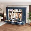 Portable Wardrobe Closet Durable and Easy to Assemble Heavy Duty Clothes Rack with Non-Woven Cover Fabric Best for Bedroom and Easy Storage and Organization (Blue-A), 59" W x 17.7" D x 64.9" H