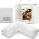 FOSSFLAKES Side Sleeper Pillow L-Shaped with Cover Ergonomic Contour Cushion for Body Alignment Orthopedic Support, Luxury Breathable Bedding By Nordic Sleep, One Size, Size: Sidesleeper Firm