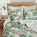 Levtex Home - Bettina Quilt Set - King Quilt and Two King Shams - Floral - Teal, Blue, Green, Mauve, Cream - Quilt (106x92in.) and Shams (20x36in.) - Reversible - Cotton