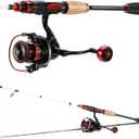 Sougayilang Spinning Combo, Medium Heavy Fishing Pole and 2000 Spinning Reel Set, Fishing Rod and Reel Commbo for Bass Fishing Tackle,  Pearl White, 5.9ft & Spinning Reel