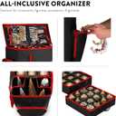 ZOBER All in One Christmas Ornament Storage Box & Decoration Container - Easy Access Removable Trays, Keeps 73 Ornaments - Adjustable Extent Area for Figurines and Pockets for Decoration - Black