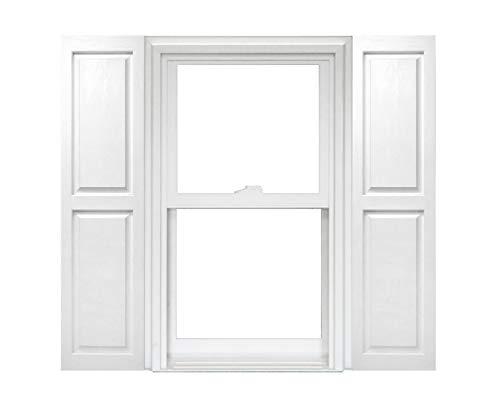 Polaris Homeside Raised Panel Vinyl Shutters (1 Pair) 14-1/2in. x 72in. - 930 White