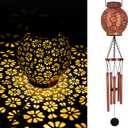 Astarin Solar Wind Chimes for Outside, 32" Solar Gifts for Women mom Grandma Friends' Birthday, Hanging Led Lights Lantern Windchimes Outdoors for Garden Decor