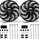 12" Universal Electric Radiator Fan Push Pull Slim Fan High Performance Cooling Fan 80W12V Mount Kit 2PCS