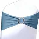 50 Pack Dusty Blue Chair Sashes, Spandex Dusty Blue Chair Bands Bows for Wedding Reception Events Decorations, Dark Blue Chair Ties for Covers