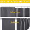 NICETOWN Door Curtain Include Self Adhesive Ceiling Wall Track, Thermal Insulated Sliding Curtain for Living Room, Small Window Covering for Kitchen Cabinet, 1 Panel, 25x40 inch, Grey