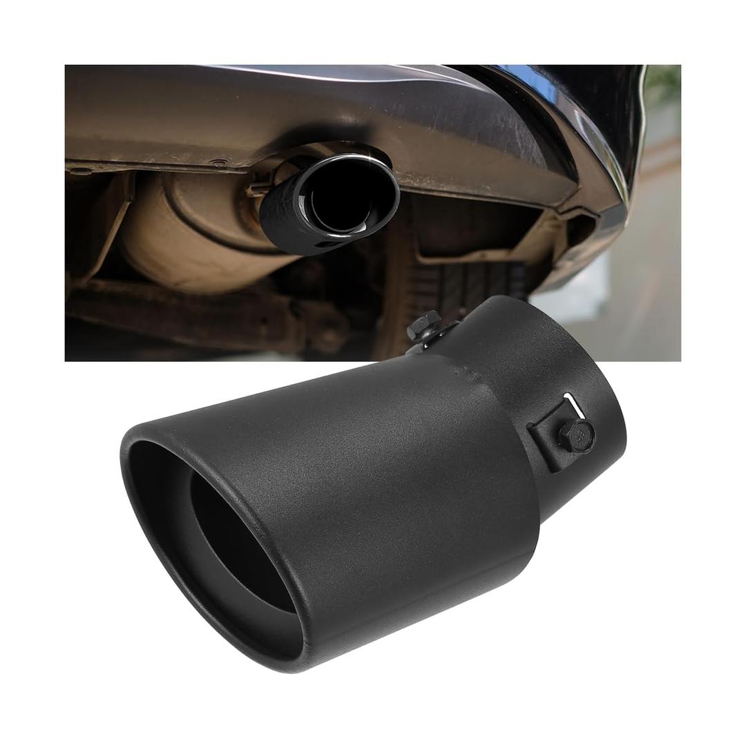 Ywdiml Stainless Steel Car Exhaust Tip, 2.5" Inlet 3" Adjustable Chrome-Plated Vehicle Muffler Finish Exhaust Tailpipe, Automotive Tail Throat Tail Pipe, Universal Fit (Curved/Golden)