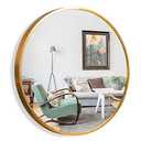COHMJJY 27.6 Inch Circle Mirror with Brushed Metal Frame Round Bedroom Mirror Wall-Mounted Hanging Modern Decorative for Bathroom, Living Room, Bedroom, Entryway, Gold