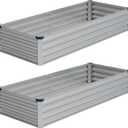 Vengarus 8x2x1FT (2 Pack) Galvanized Raised Garden Bed-Outdoor Planter Box for Vegetables,Metal Flower Boxes with Corner,Planter Raised Bed,(Silver)