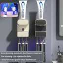 Automatic Toothpaste Dispenser, Electric Toothpaste Dispenser Multi-Function, Toothpaste Dispenser Wall Mounted with 3 Brush Slots, Toothbrush Organizer and Holder for Bathroom (Black)