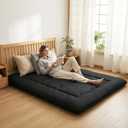 DUMOS Japanese Floor Mattress Queen Size, 4" Thick Futon Mattress, Black