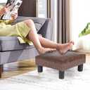 Joveco Small Footstool Ottoman Upholstered PU Leather Square Footrest Ottomans Small Foot Rest for Desk Couch Living Room Bedroom Office (Brown), 15.7"D x 15.7"W x 8"H