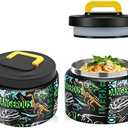 JXXM 8 Oz Thermo Food Jar for Hot & Cold Food for Kids, Insulated Lunch Containers Hot Food Jar,Leak-Proof Vacuum Stainless Steel Wide Mouth Lunch Soup Thermo for School (Black-Dinosaur Fossils)