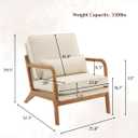 Karl home Accent Chair Mid-Century Modern Chair with Pillow Linen Fabric Upholstered Lounge Arm Chair with Solid Wood Frame & Soft Cushion for Living Room, Bedroom, Balcony, Beige
