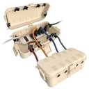 Flemoon [2 Pack] Outdoor Electrical Box Waterproof, Medium Weatherproof Electrical Box (11.5x5.2x4 inch) w/6 Cable Entry Ports, Extension Cord Cover for Power Strip, Timer, Holiday Light, Almond