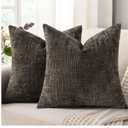 decorUhome Spring Dark Brown Chenille Throw Pillow Covers 18x18 Set of 2 Textured Soft Cozy Slubby Couch Pillow Covers Modern Farmhouse Boho Decorative Pillow Cases for Bed Sofa Living Room