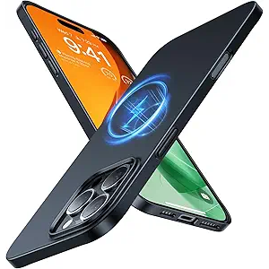 TORRAS Magnetic Slim Fit for iPhone 16 Pro Case, 6.3 inch, UltraThin Case Compatible with MagSafe, Lightweight Matte AntiScratch Hard PC Cover Phone Case for iPhone 16 Pro OriginFit, Black
