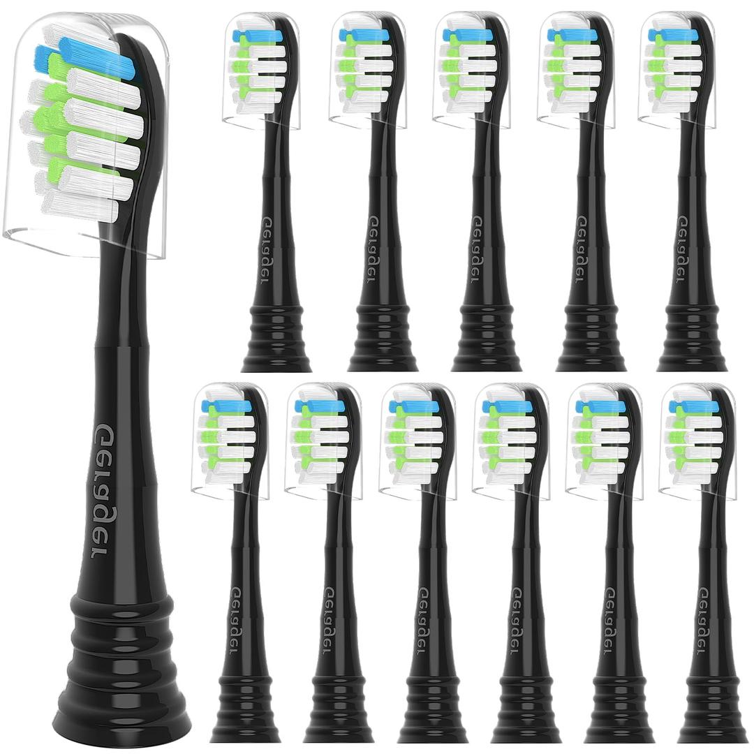 GERAGER Toothbrush Replacement Heads Compatible with with Philips Sonicare and More Click-on Handles, Tooth Brush Head, 4 White+4 Black