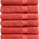 Pleasant Home Bath Towels Set of 6 (24” x 50”) 100% Cotton, 515 GSM | Lightweight, Soft & Highly Absorbent Luxury Towels for Bathroom | for Gym, Pool & Spa | 6 Pack, Red