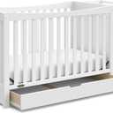 Graco Remi 4-in-1 Convertible Crib & Changer (White) - with Graco Premium Foam Crib & Toddler Mattress