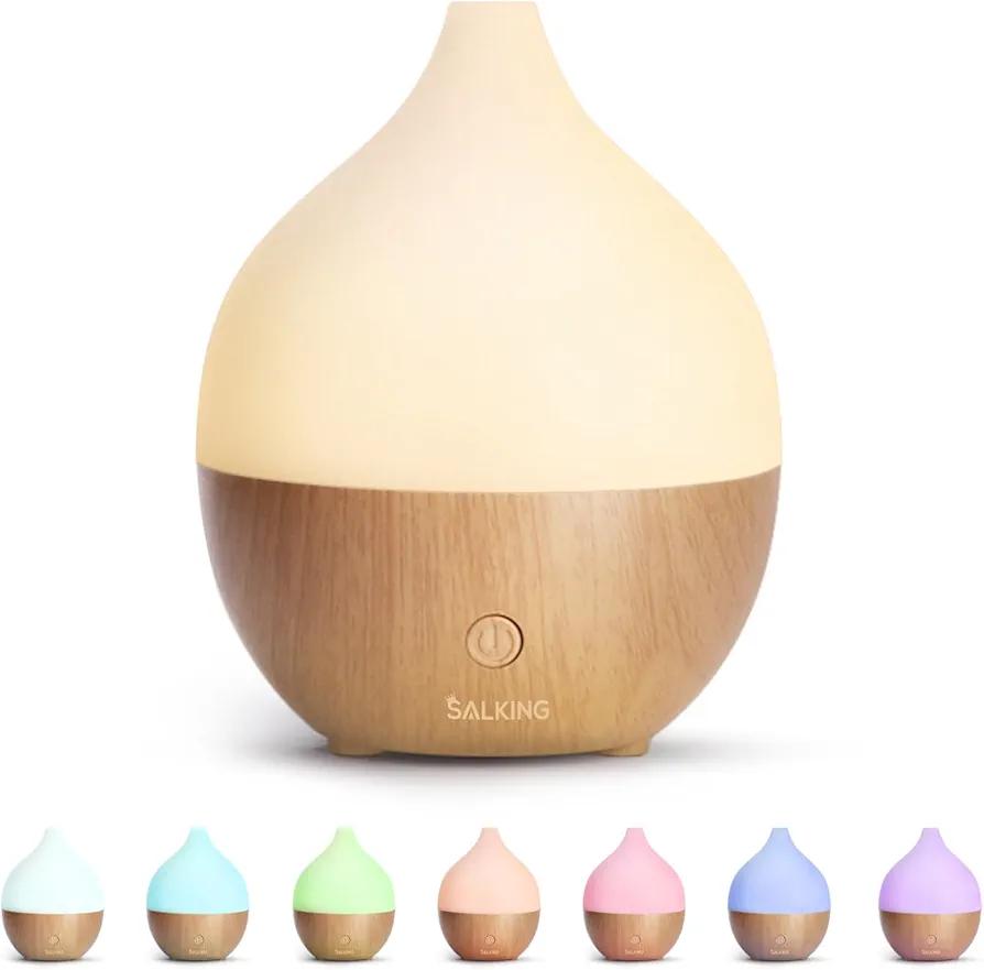 SALKING Essential Oil Diffuser, 100ml Small Aromatherapy Diffuser with Auto Shut-Off Function, Ultrasonic Diffusers for Essential Oils, Cool Mist Humidifier with Warm White Lights, for Office Home No charging cable