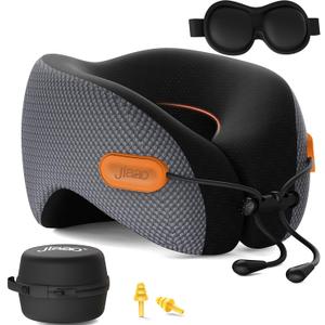jiaao Neck Travel Pillow Memory Foam Neck Support, for Comfort on Airplane Compact and 360 Support Ergonomic Design for Travel, Car, Airport Travel Essentials, Large