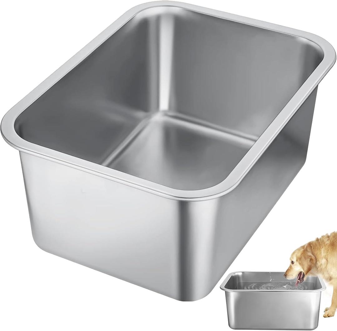 4 Gallons Extra Large Dog Bowls - High Capacity Food Grade Stainless Steel Dog Water and Food Bowl No Spilling, Durable for Multiple Large Breed Dogs Indoor Outdoor