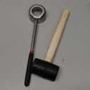 Coconut Opener Tools with Hammer, Super Safe & Easy to Open Young Coconuts Tool, Food Grade Stainless Steel Coconut Opener Set, Rubber Mallet with Handle (Black)