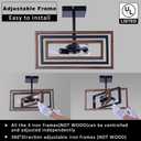 Industrial Rectangle Flush Mount Ceiling Light,Rotatable Metal Frame,Rustic Retro Vintage Farmhouse Light Fixture for Dining Living Room Bedroom Passway Kitchen Hallway Entryway,Faux-Wood Color Finish