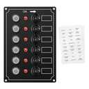 Marine Switch Panel, Haoguo 6 Gang Boat Electrical Panel with Breaker, IP67 Waterproof, Applicable to Boats Yachts Entertainment Boats