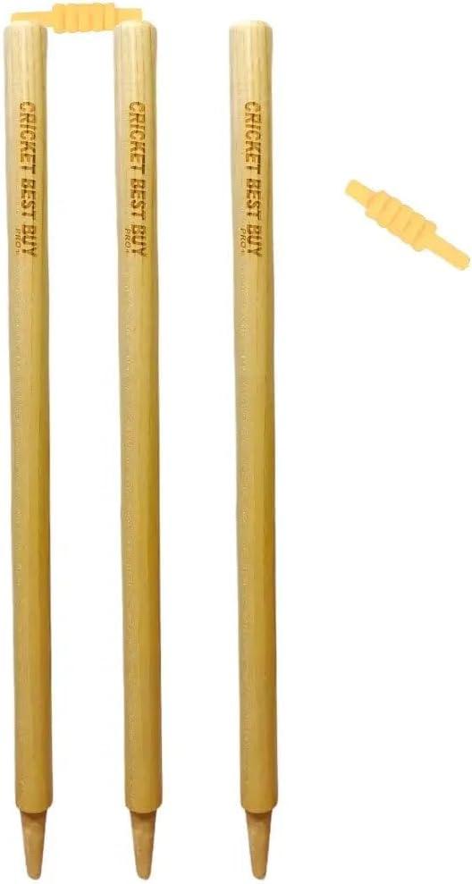 Cricket wickets with bails - Cricket Stumps Made of Wood, Set of 3 Stumps for Cricket with 2 bails, T20 Cricket Wicket, Cricket Stumps