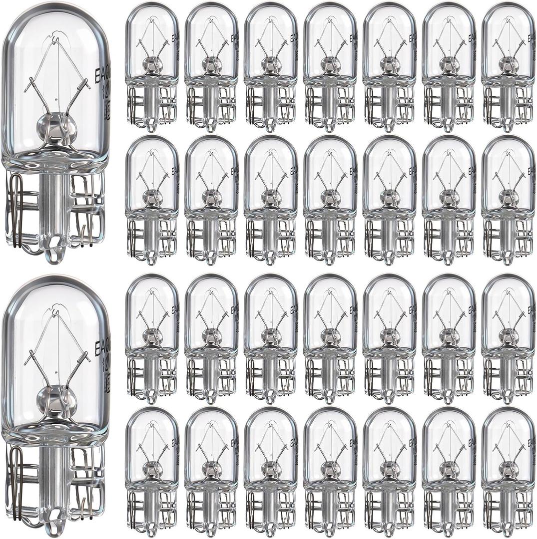 Honoson 30 Pieces 1/4 Wedge Base 12V 5W Bulb Clear Krypton Light Bulb for Landscape, RV and Cabinet Lighting