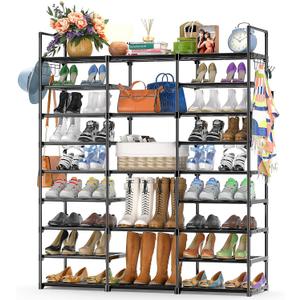 Kottwca 9-Tier Metal Shoe Rack Organizer for 50-55 Pairs - Space Saving Shoe Storage Shelf for Entryway, Closet, Bedroom, Hallway