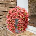 2 x HyeFlora Bougainvillea Artificial Hanging Flowers Plants for Outdoors Winter Decoration, 2pcs Faux Bougainvillea Vines Red Fake Flowers Realistic UV Resistant Silk Flowers for Outside Planter Yard Urn