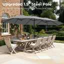 SUPERJARE 15FT Outdoor Patio Umbrella with Base Included, Double Sided Pool Umbrellas with Fade Resistant Canopy, Extra-Large Table Umbrella for Deck, Market, Backyard, Gray