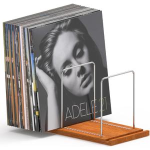 KORRTFID Vinyl Record Storage Holder Stand for 70 LPs, Solid Sapele Wood Vinyl Record Display with Now Playing Stand, Albums Holder for Albums Storage Organizer (Sapele Wood)