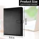 Professional Padfolio with Clipboard, Faux Leather Portfolio Folder Binder, Legal Pad Holder for A4 Letter Size Notepad, Resume, Writing Pad, Ideal Organizer for Business Office Conference, Black