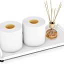 Toilet Tank Tray with Handle, Bathroom Vanity Tray for Bathroom, Kitchen (White) (12.9" x 5.9" x 1")