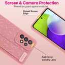 OOK Compatible with Samsung Galaxy A52 5G Case with Wrist Strap, Leopard Silicone Shockproof Protective Slim Anti-Scratch Cheetah Cover for Women Girls, Pink