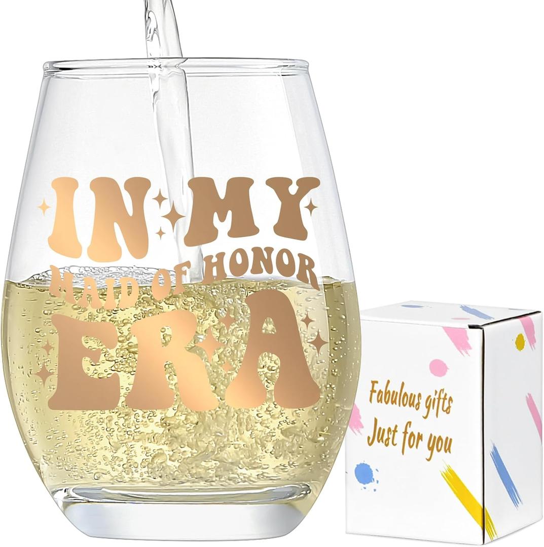 Lamyba Bridesmaid,Maid of Honor Gifts,InMy Maid of Honor Era Glass 15Oz.Bachelorette PartyDecorations,Bridesmaid Gifts for WeddingDay