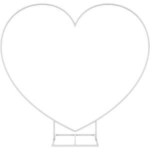 LANGXUN Large Size Metal Balloon Arch Kit, Wedding Heart Arch Stand, Love Balloon Column Arch Frame for Wedding, Bridal, Valentine's Day, Engagement and Birthday Party Supplies (White)