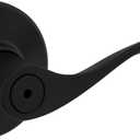 Kwikset Balboa Interior Privacy Door Handle with Lock, Door Lever For Bathroom and Bedroom, Matte Black Reversible Keyless Turn Lock
