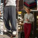 August Alley 3 Pack Men's Baggy Sweatpants Wide Leg Open Bottom Drawstring Pants Lounge Athletic Loose Joggers with Pockets 3XL
