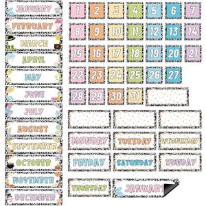 Ireer 54 Pcs Composition Calendar Magnets for Classroom Pastel Magnetic Fridge Calendar Months Days of The Week Number Magnets Date Indicators for Home Classroom Whiteboard Refrigerator Supplies