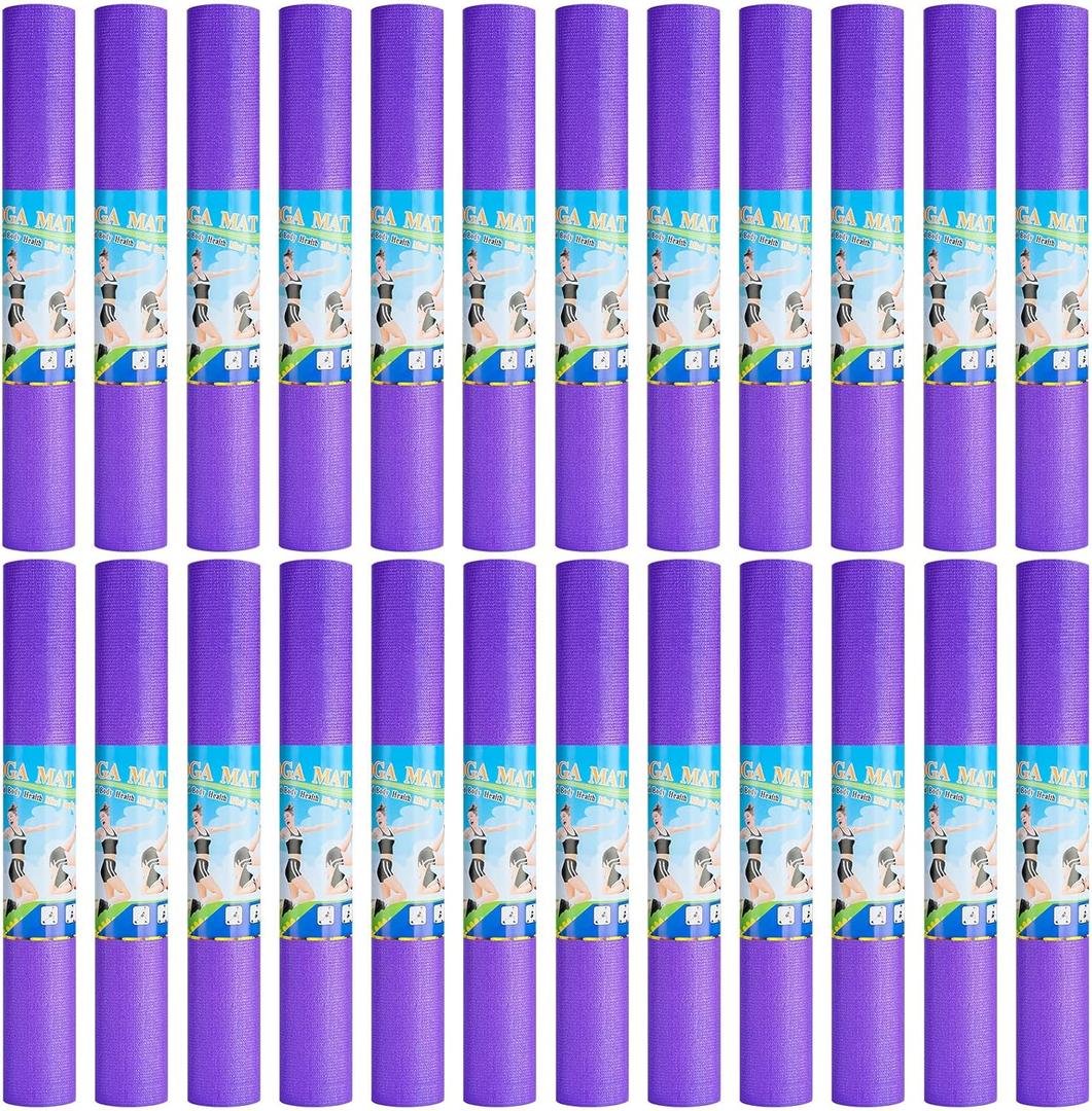 3 mm Thick Yoga Mat Bulk, Non Slip Exercise Workout Fitness Pad for Women Men, Gym Home Yoga Pilates, Easy to Clean, Sturdy PVC (Purple)