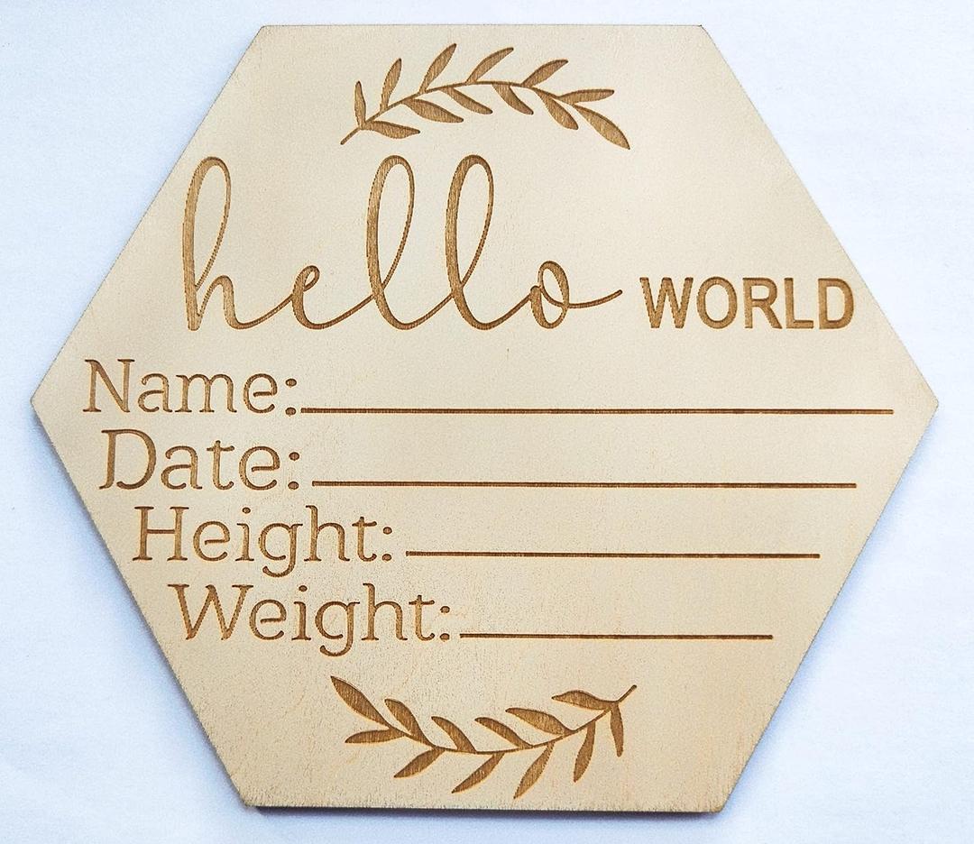 Handmade Welcome Baby Essentials for Nursery, Birth Announcement Sign for Hospital, Wooden Newborn Name Sign Gift Decor