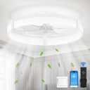Ceiling Fans with Lights: 19.7in Low Profile - Ceiling Fan Light with Remote, Fandelier Ceiling LED Lights,White Ceiling Fans with Lights