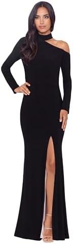 Xscape Womens Long Sleeve One Shoulder Cutout Dress Size 14