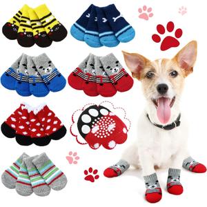 Sadnyy 24 Pcs Dog Socks for Large Dogs Non Slip Dog Booties Paw Covers with Grips Anti Slip Pet Shoes Cute Summer Doggie Paw Protectors for Hot Pavement Hardwood Floor Prevent Scratching Licking Wound (Large)